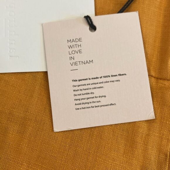 NEW LANHTROPY 100% Linen Lux High Rise Banana Yellow Classic Summer Shorts XL - Picture 5 of 6